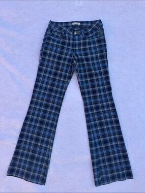 Solare Sporta Blue Plaid Flared Pants